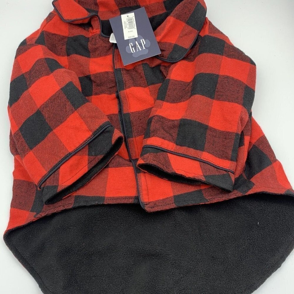 Gap Pet Red Dog Shacket Red & Black Buffalo Check Plaid XL XXL NWT